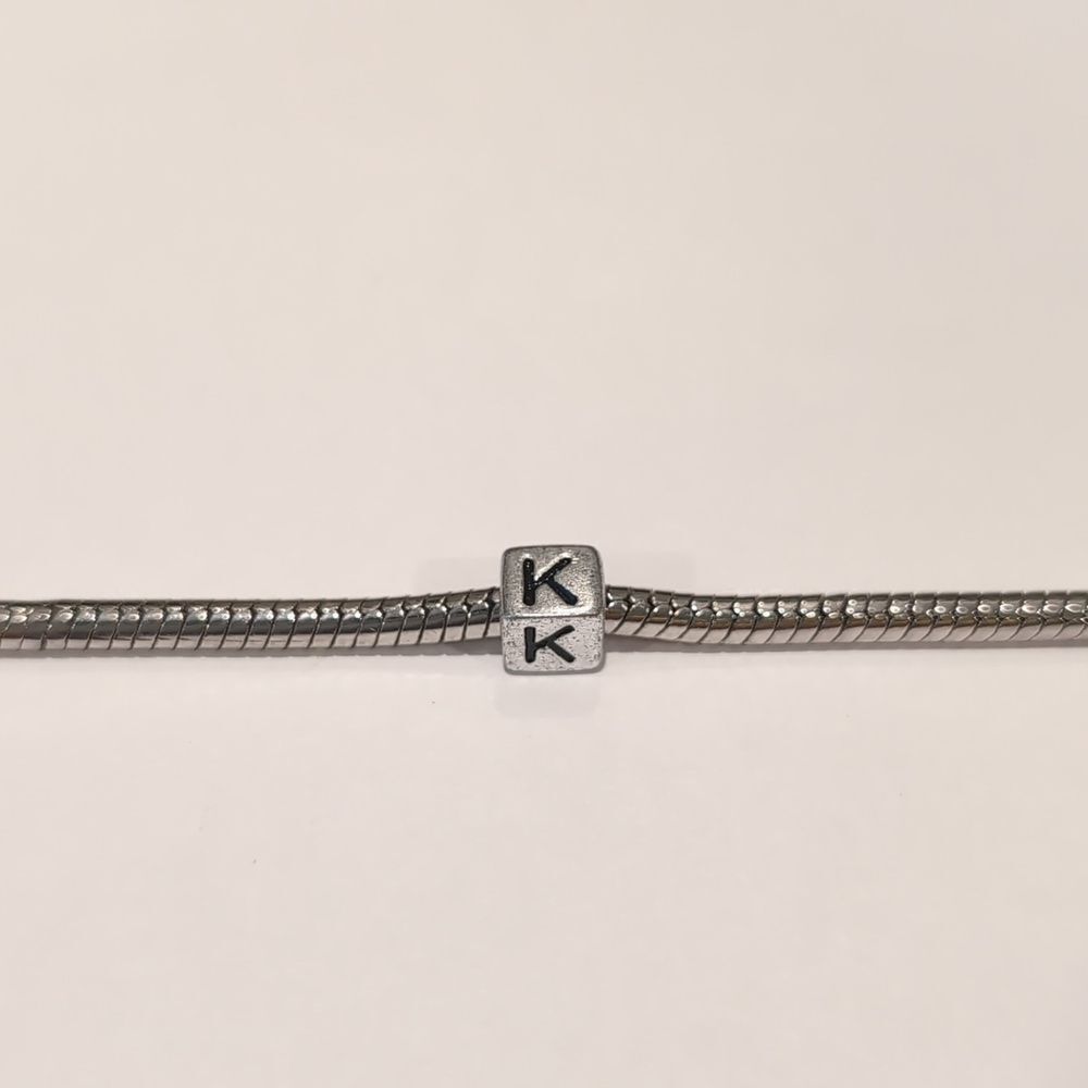 Silver K Spacer Charm for Pandora Style Bracelet